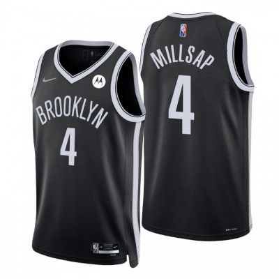 Nike Brooklyn Nets #4 Paul Millsap Black Men's 2021-22 NBA 75th Anniversary Diamond Swingman Jersey - Icon Edition Men's
